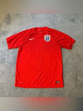 2014 Nike Red England Men's Short-Sleeve Football Soccer Away Jersey
